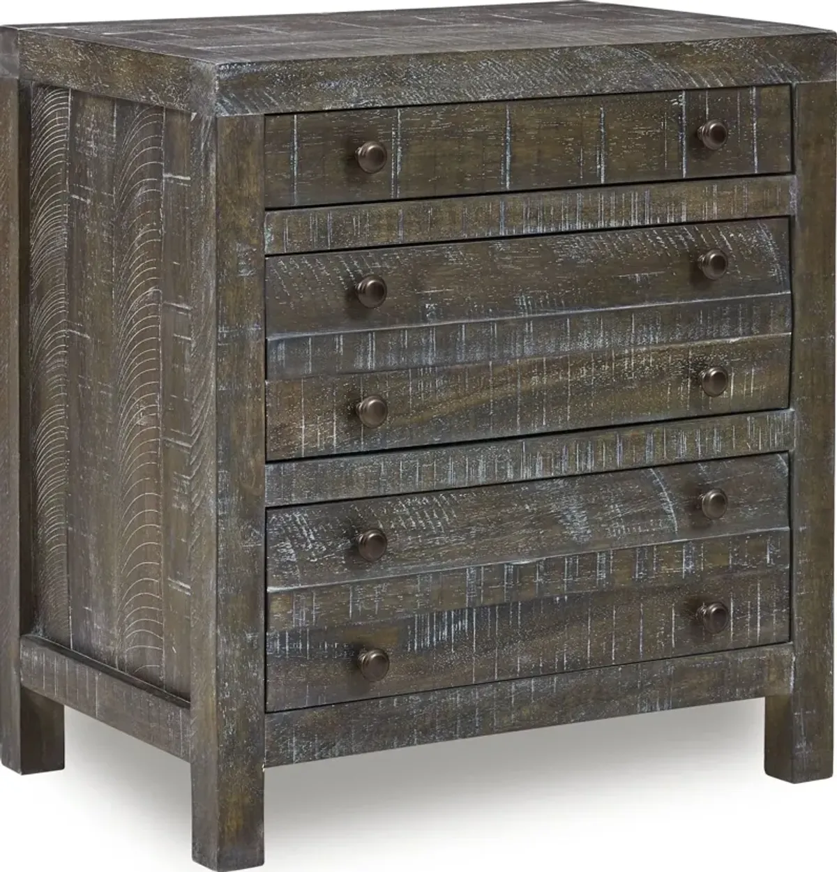Townsend Solid Wood Three Drawer Nighstand in Gunmetal