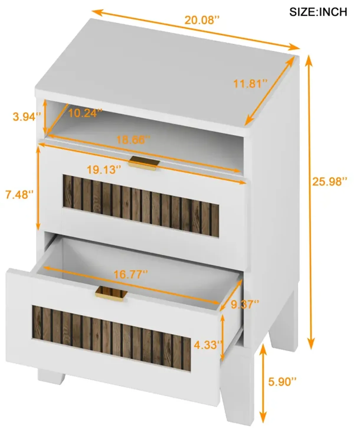 Merax 2-Drawer Farmhouse Bedroom Nightstand