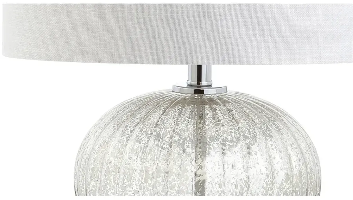 Judith 21" Mercury Glass LED Table Lamp, Silver/Ivory