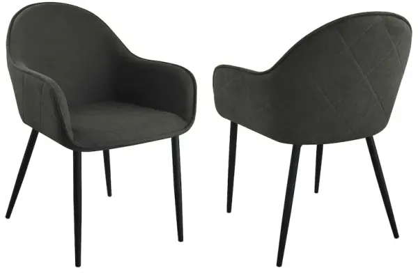 Emma Fabric Upholstered Dining Arm Chair Charcoal (Set of 2)