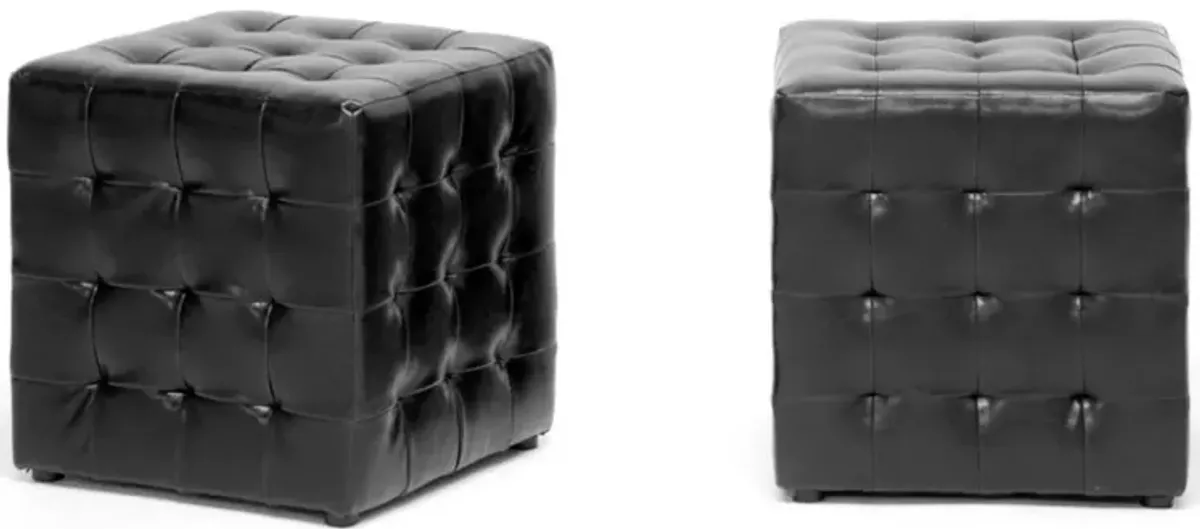 Siskal Black Modern Cube Ottoman (Set of 2)