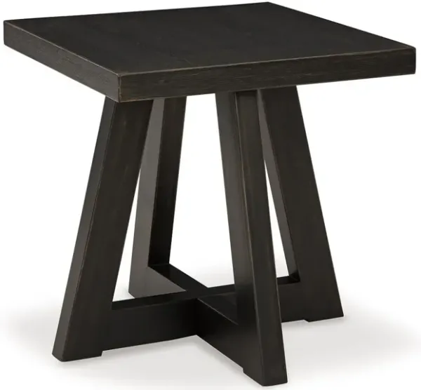 Dani Side End Table, Angled Legs, Square 24 Inch Black Hardwood Top - Benzara