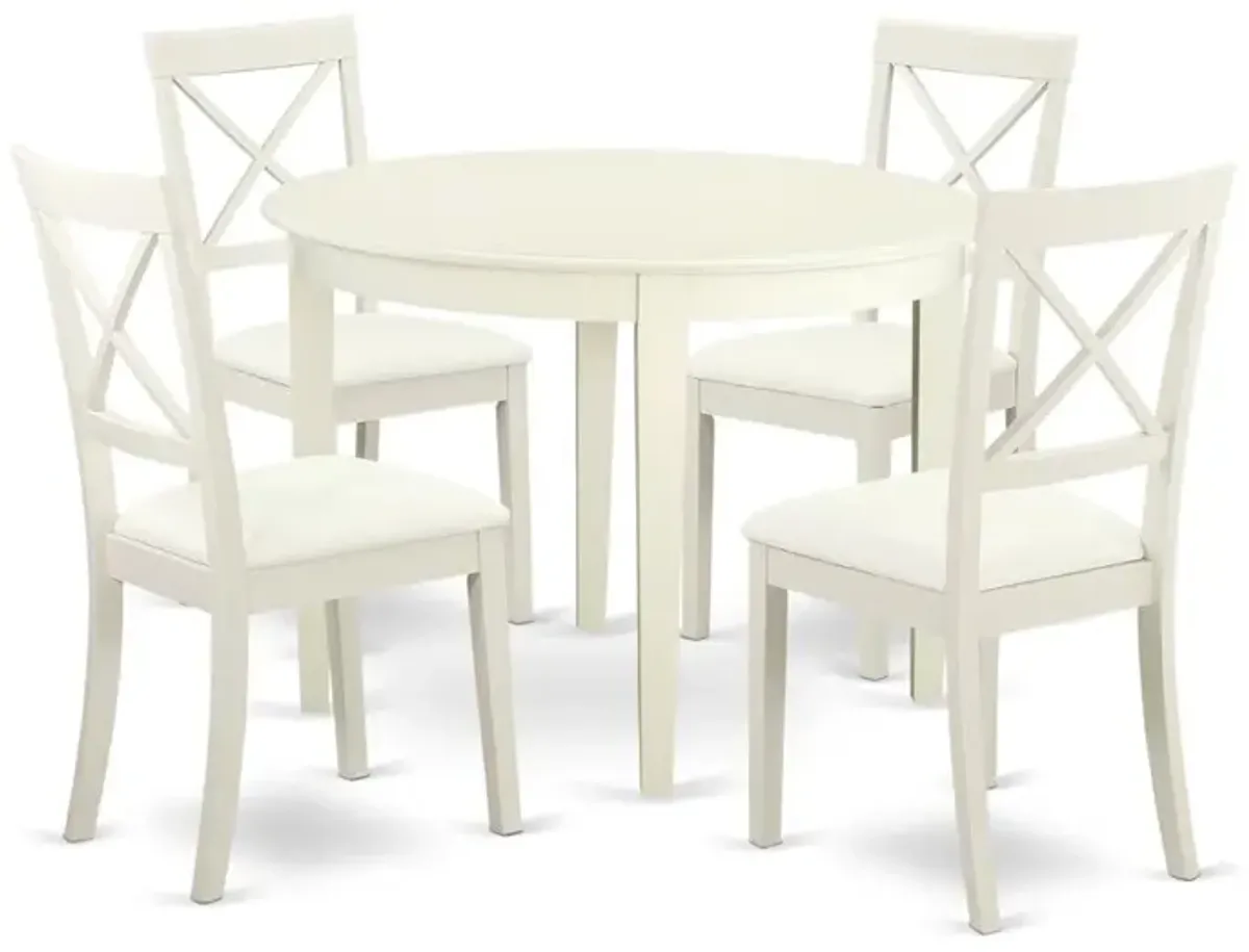 Dining Room Set Linen White, BOST5-LWH-LC