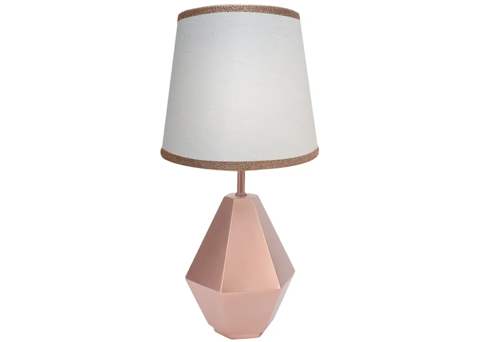 Lambs & Ivy Rose Gold Modern Hexagon Nursery Lamp with Shade & Bulb