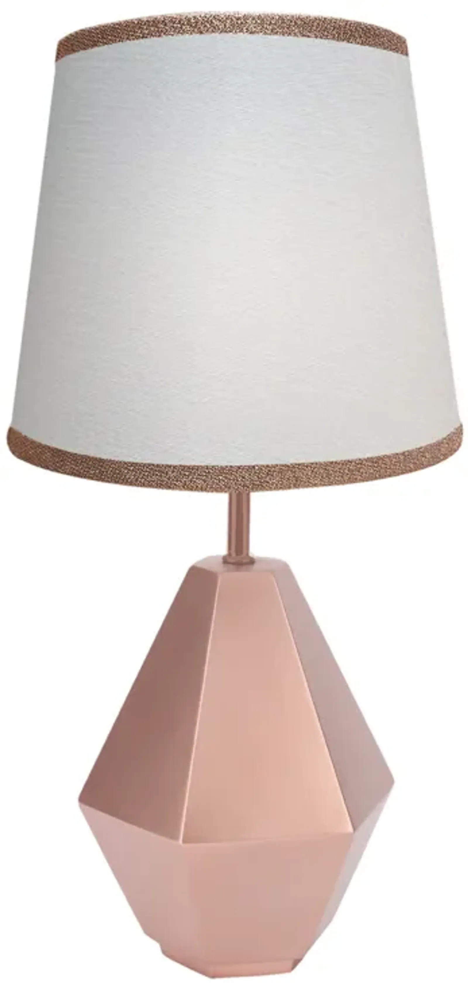 Lambs & Ivy Rose Gold Modern Hexagon Nursery Lamp with Shade & Bulb