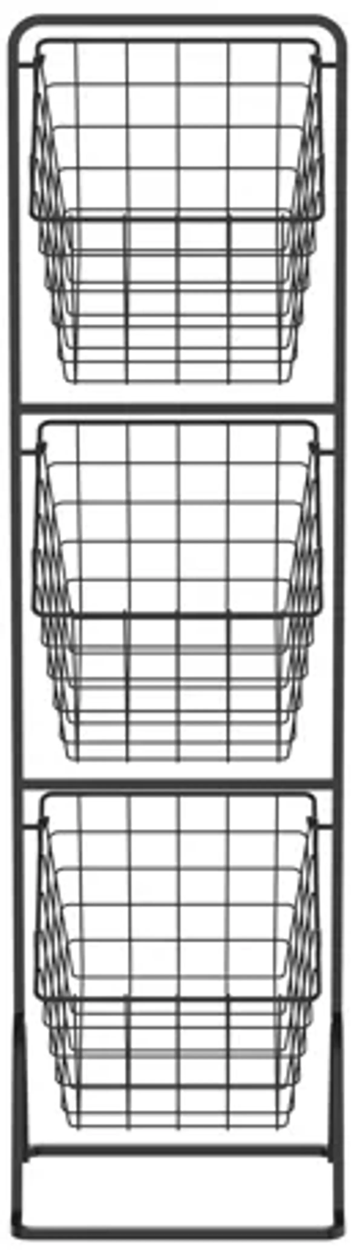 Oceanstar 3-Tier Metal Wire Storage Basket Stand with Removable Baskets � Black