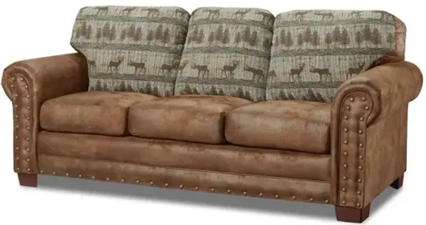American Furniture Classics Deer Teal Lodge Tapestry Sofa