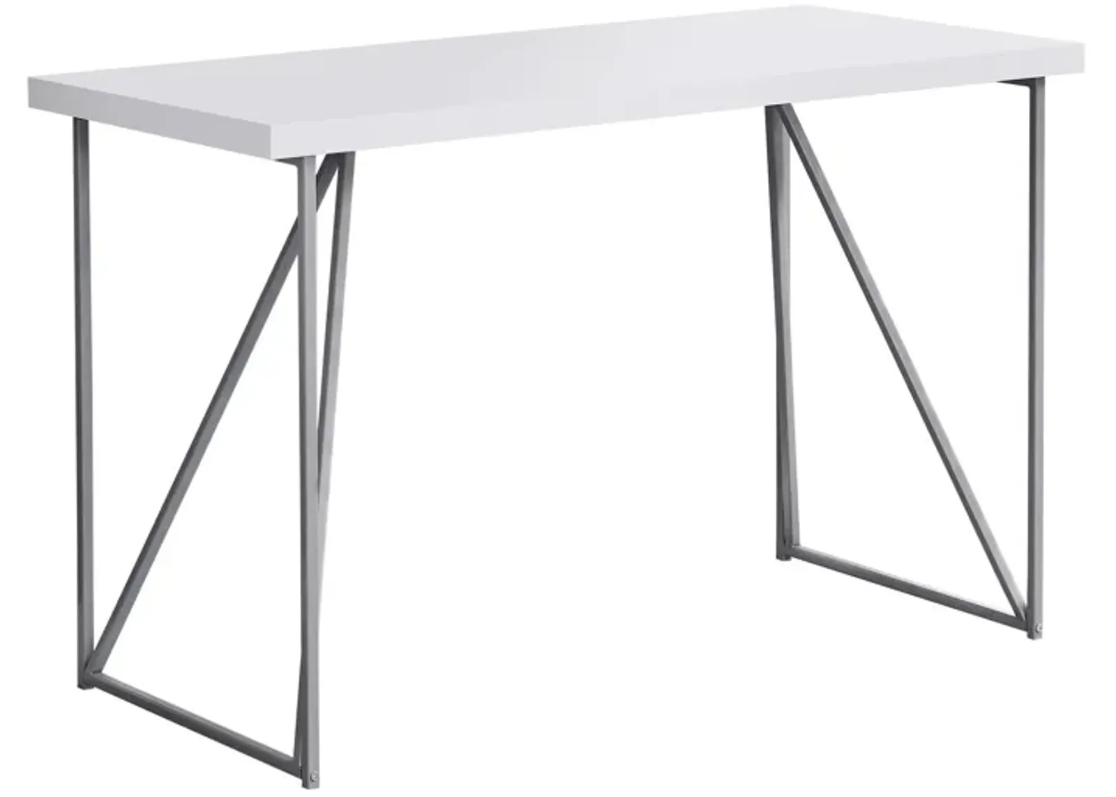 Monarch Specialties I 7376 Computer Desk, Home Office, Laptop, 48"L, Work, Metal, Laminate, White, Grey, Contemporary, Modern