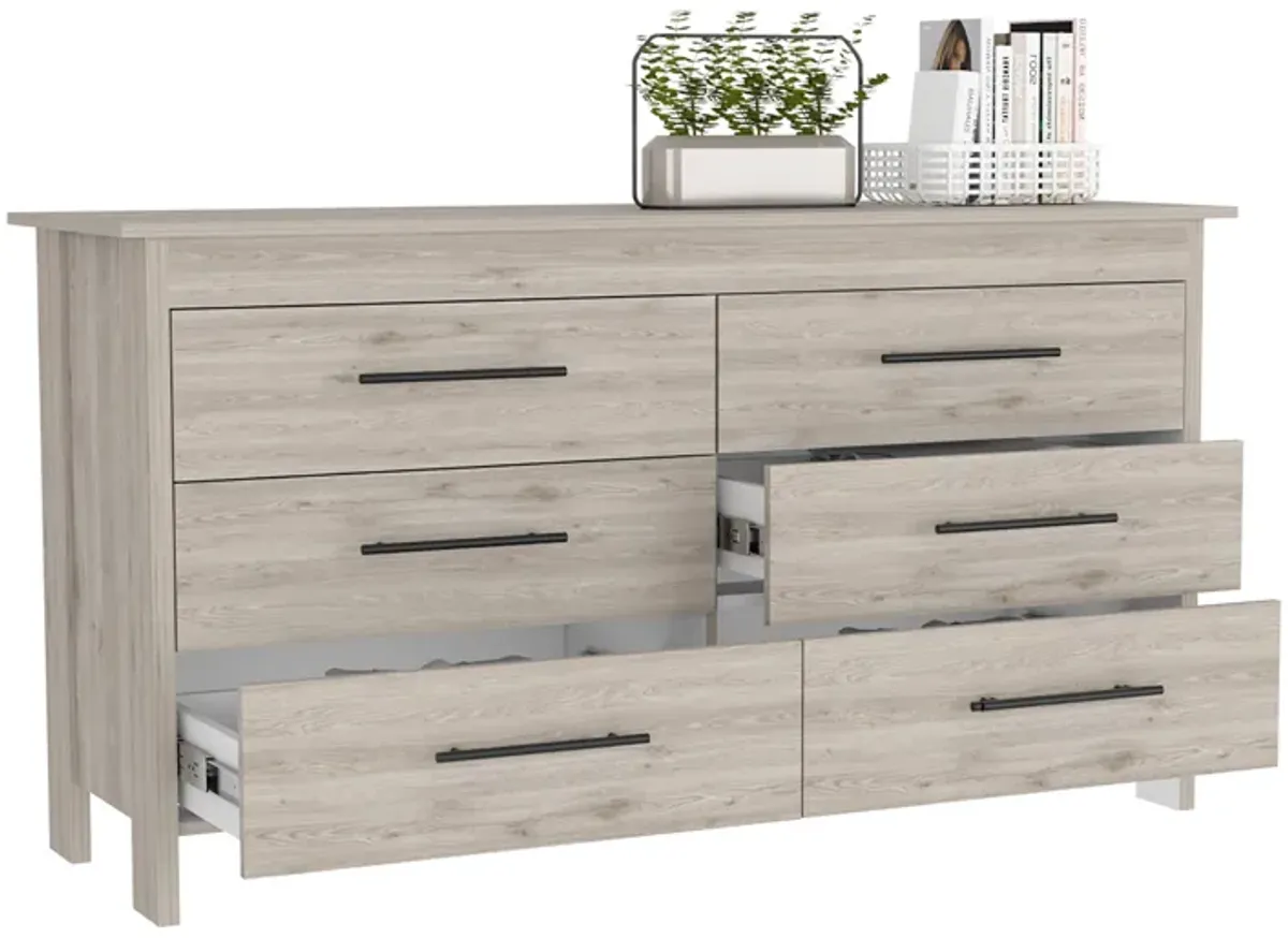 6 Drawer Double Dresser Wezz, Bedroom, Light Gray