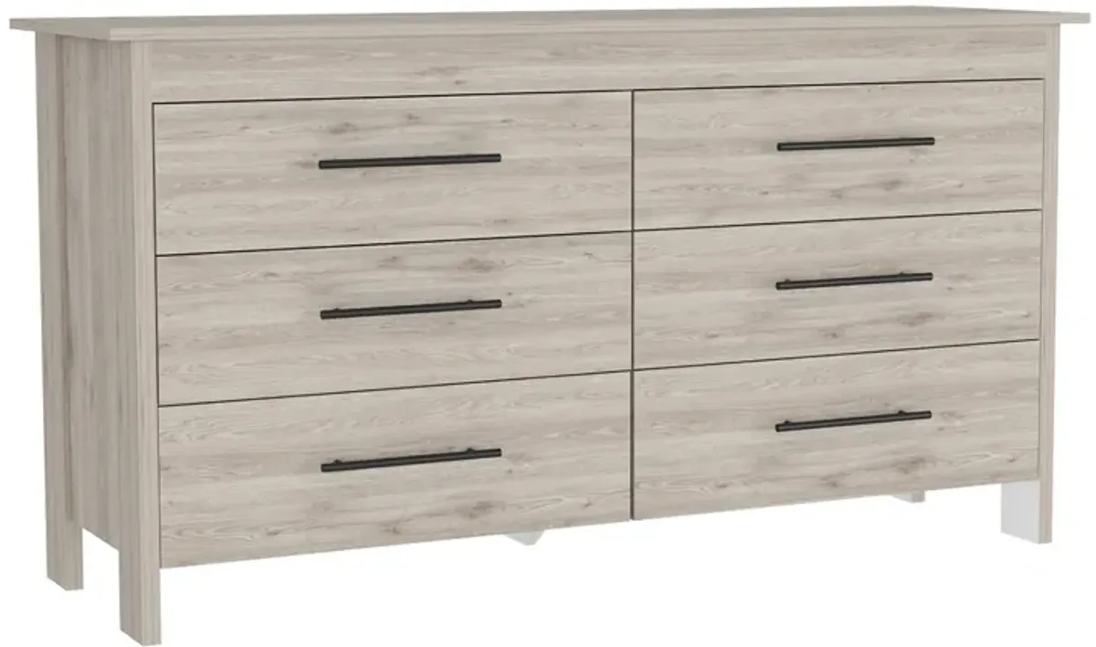 6 Drawer Double Dresser Wezz, Bedroom, Light Gray