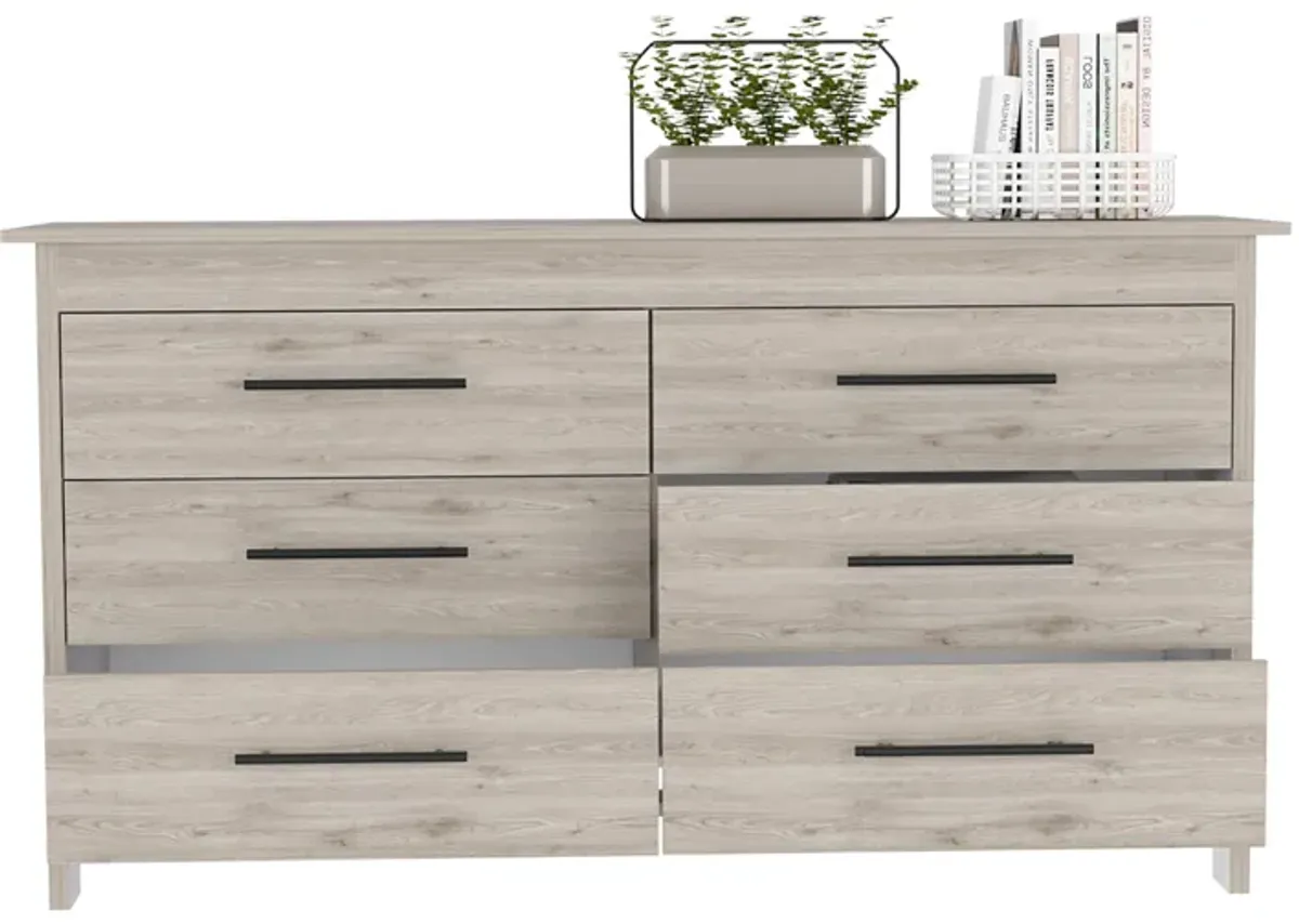 6 Drawer Double Dresser Wezz, Bedroom, Light Gray