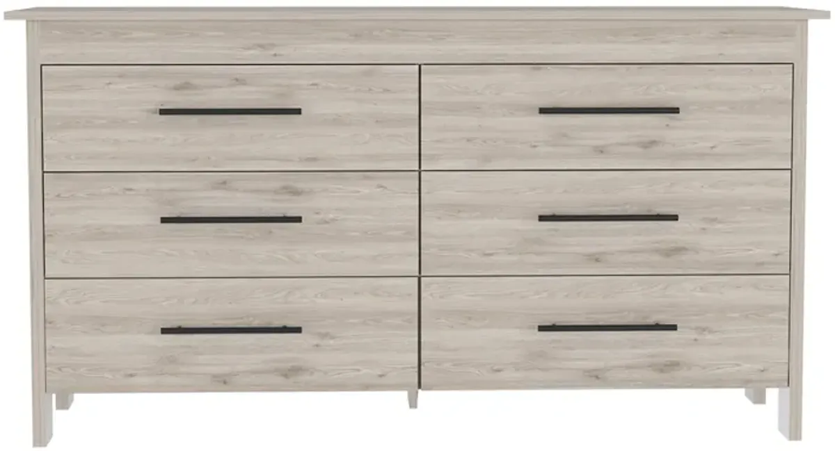 6 Drawer Double Dresser Wezz, Bedroom, Light Gray