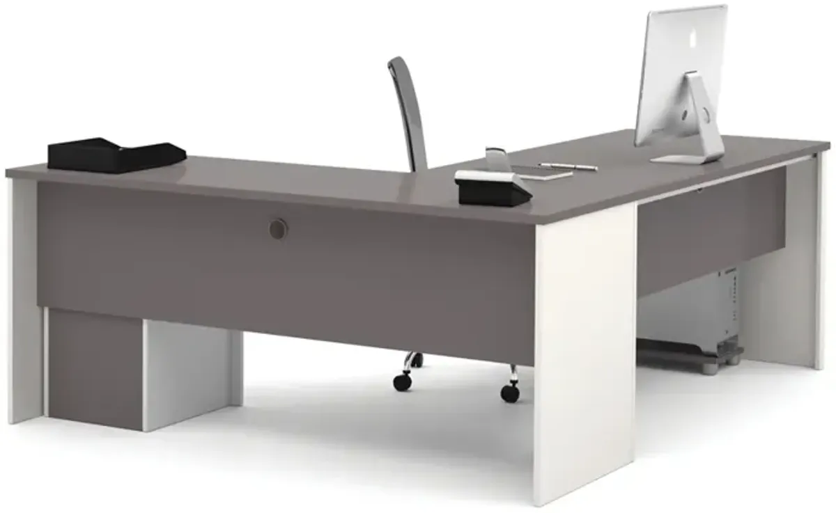 Bestar Connexion L-shaped workstation in Slate & Sandstone