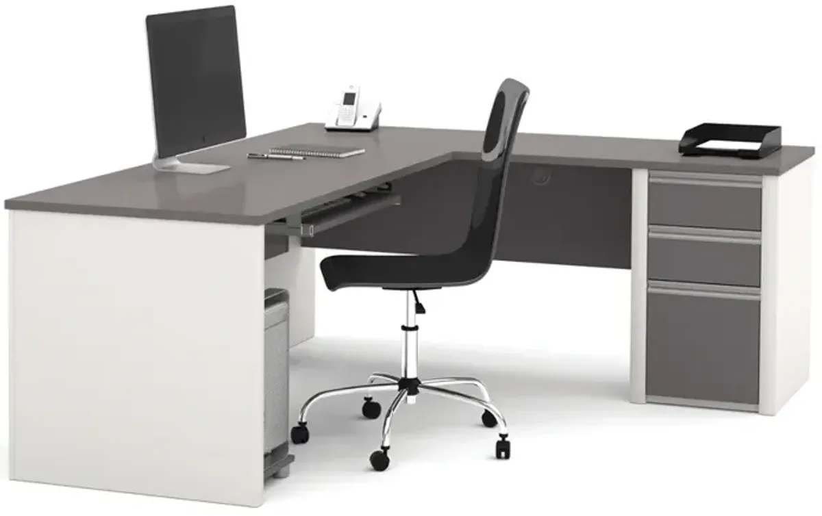 Bestar Connexion L-shaped workstation in Slate & Sandstone