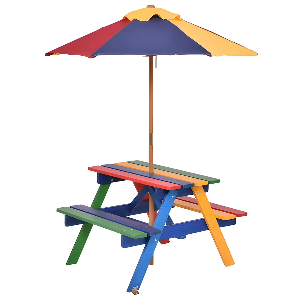 4 Seat Kids Picnic Folding Garden Umbrella Table
