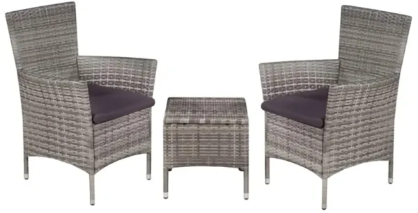 vidaXL 3 Piece Bistro Set Poly Rattan Gray