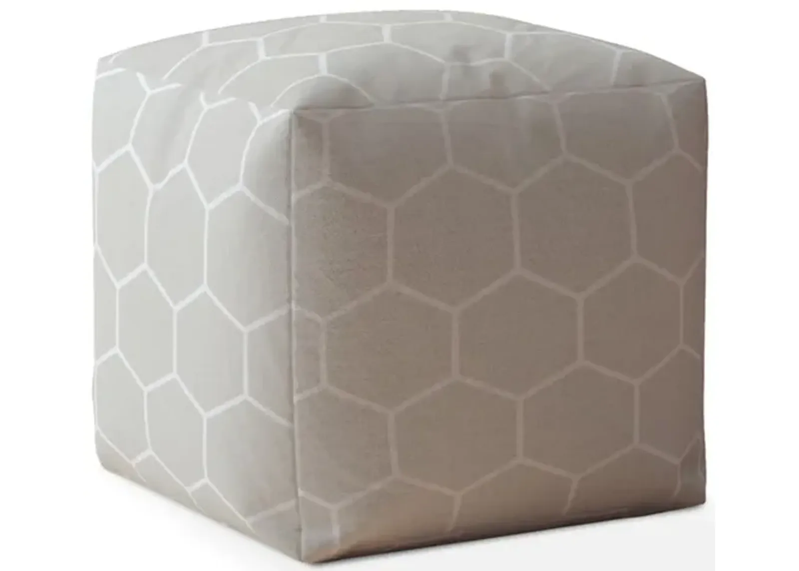 Homezia 17" Grey Cotton Geometric Pouf Ottoman