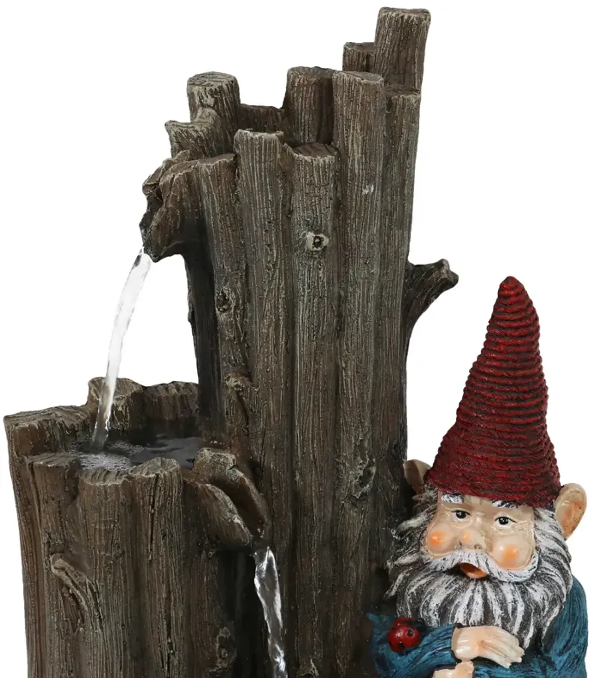 Sunnydaze Resting Gnome Outdoor Water Fountain with LED Lights - 17 in