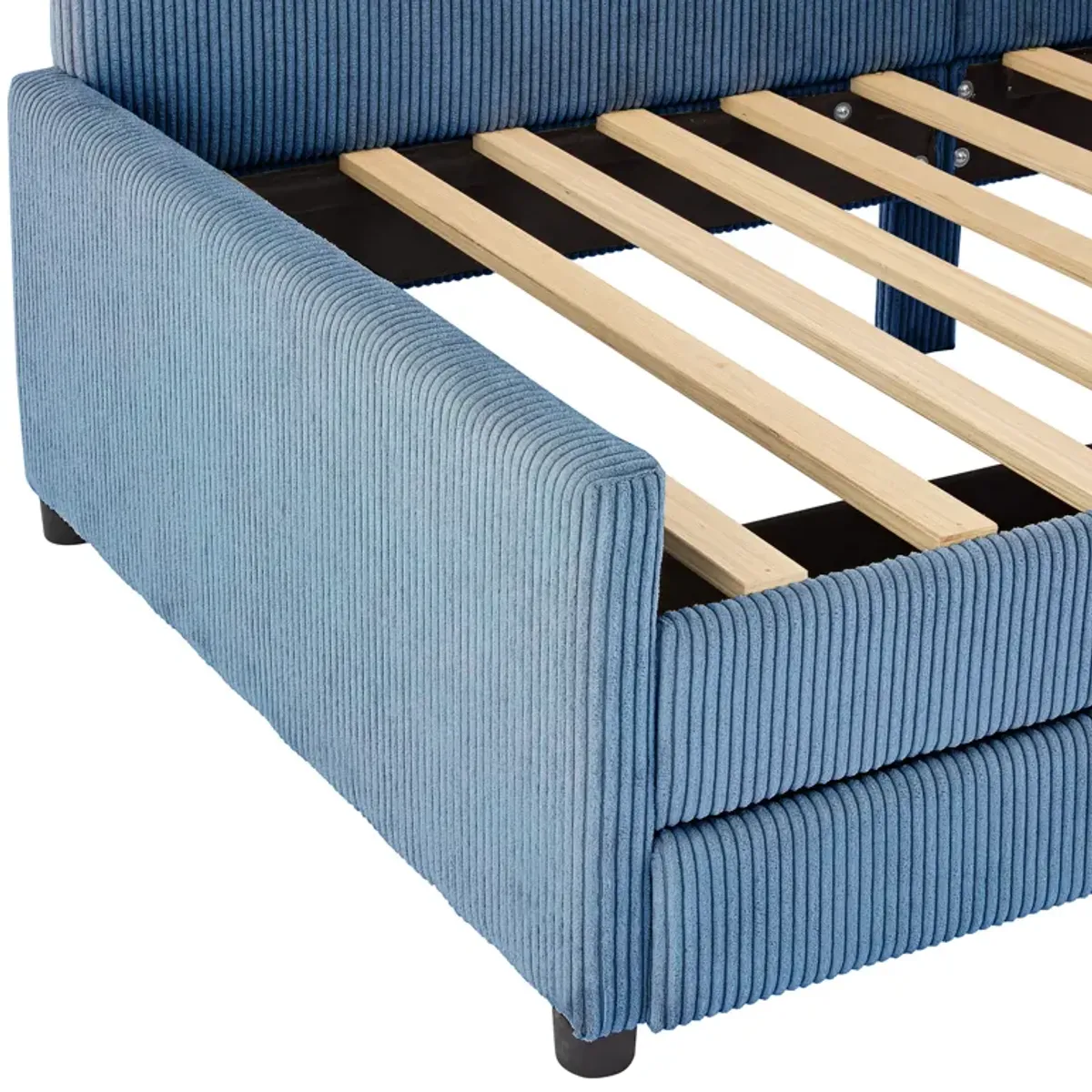 Merax L-Shaped Corduroy Daybed with 2 Storage Drawers