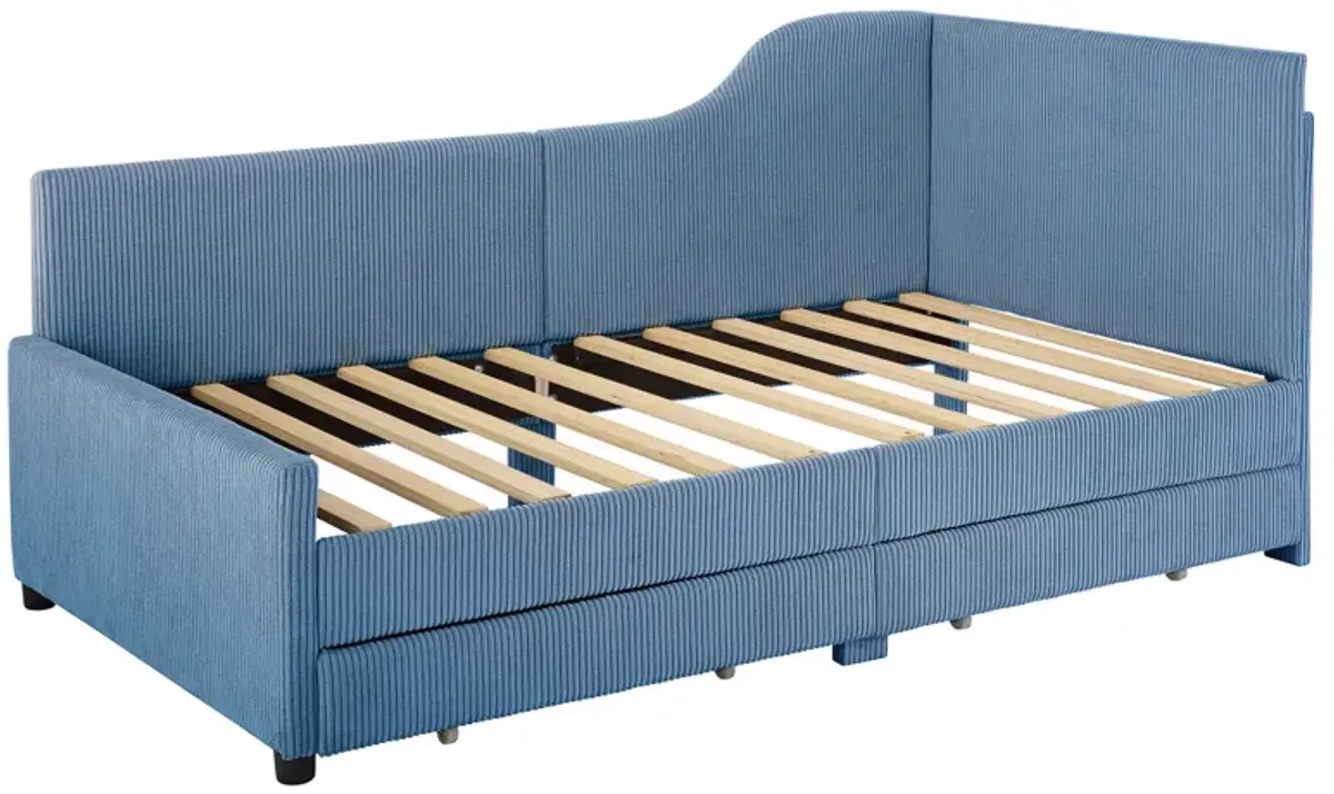 Merax L-Shaped Corduroy Daybed with 2 Storage Drawers