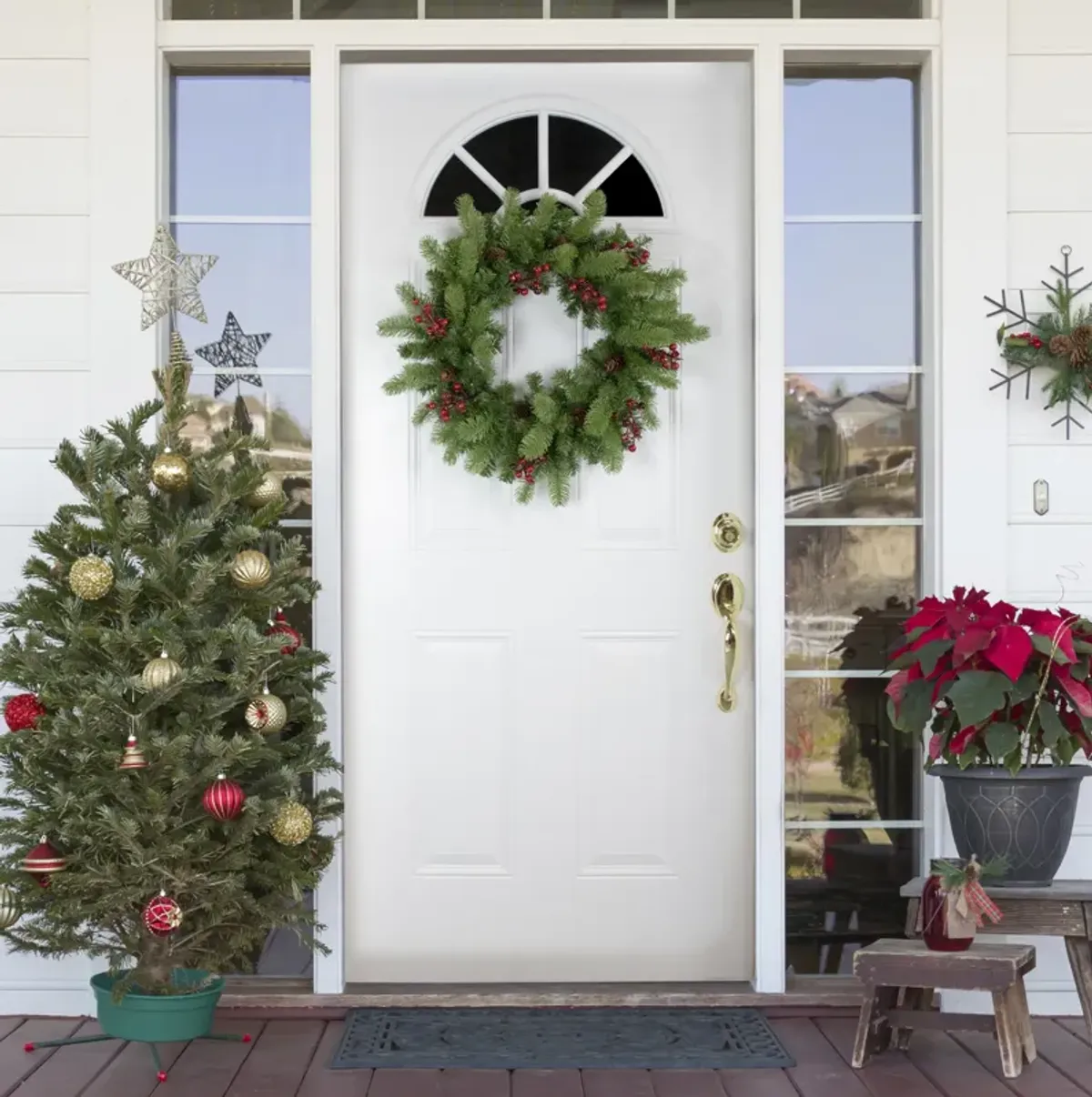 Noble Fir with Berries Artificial Christmas Wreath - 24-Inch  Unlit