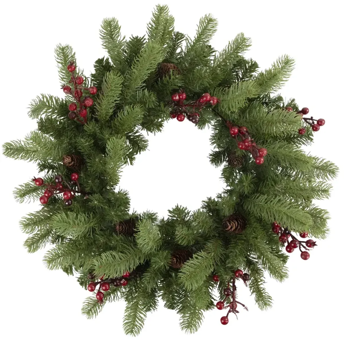Noble Fir with Berries Artificial Christmas Wreath - 24-Inch  Unlit