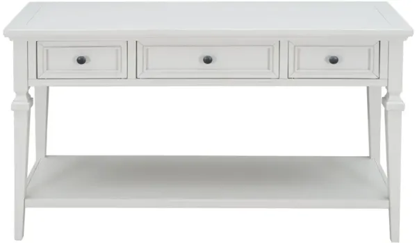 Whisen Classic Retro Style Console Table with 3-Top Drawers and Open Shelf - Antique White