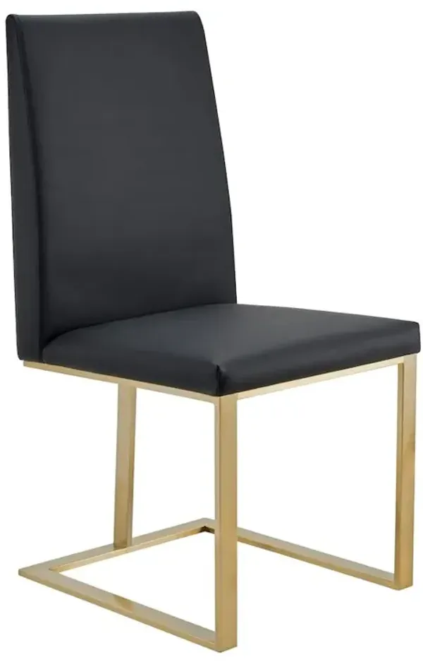 Modrest Frankie - Modern Dark Grey Vegan Leather + Antique Brass Dining Chair