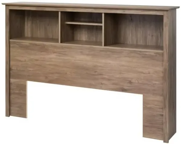 Wooden Farmhouse Bookcase Headboard with Built-In Shelves for Bed Storage