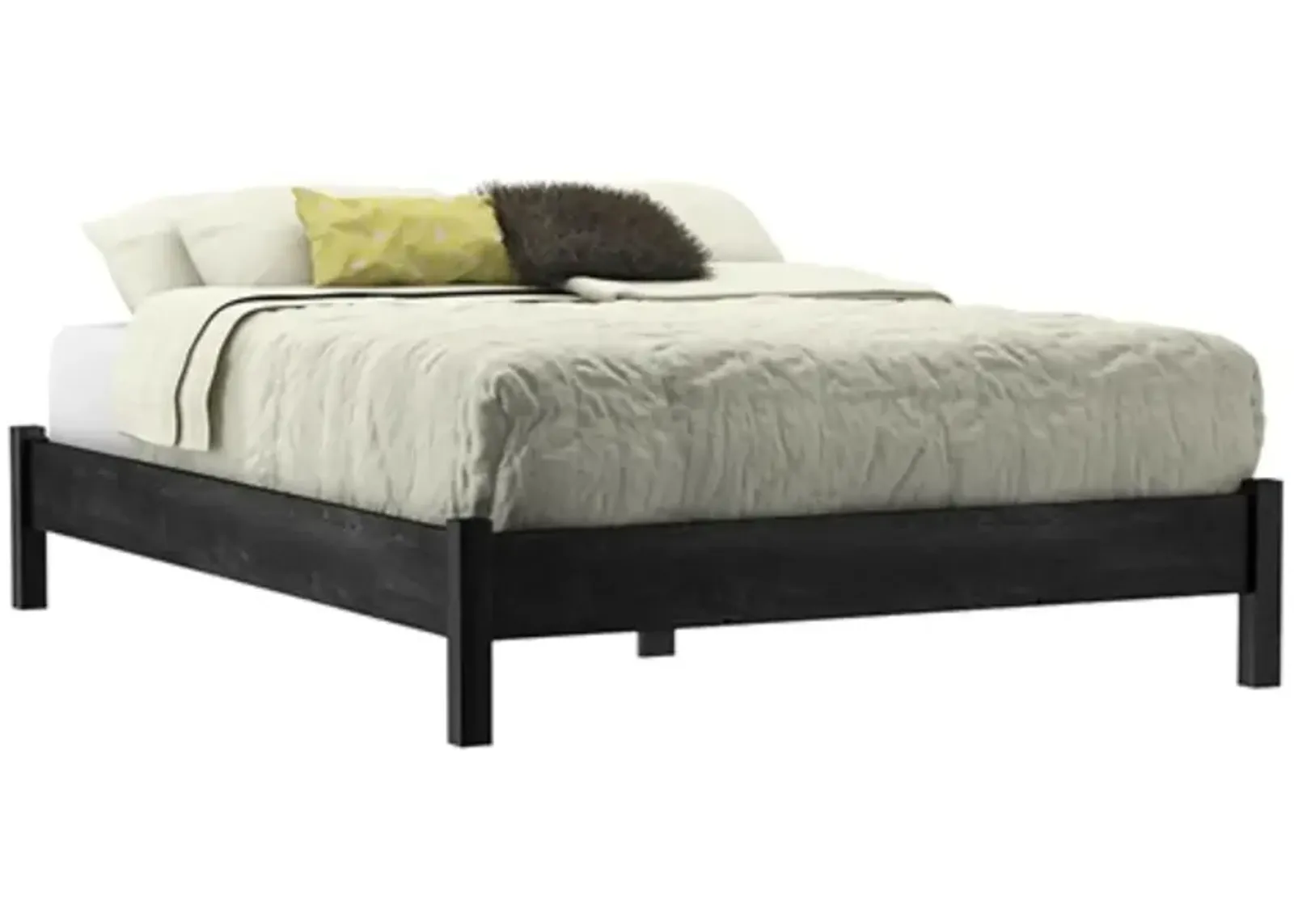 Hivvago Full size Contemporary Platform Bed in Grey Black Wood Finish