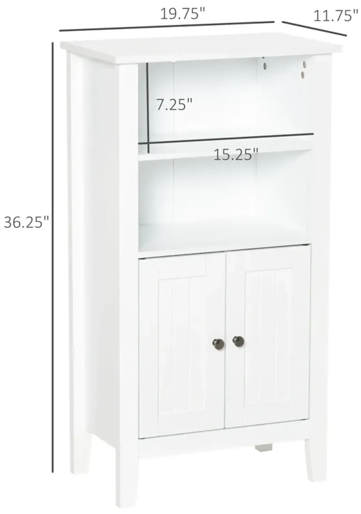 White Bathroom Storage: Compact Floor Cabinet with Double Doors