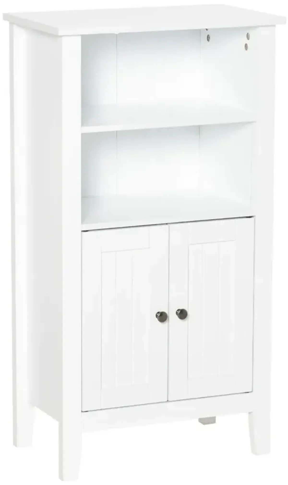 White Bathroom Storage: Compact Floor Cabinet with Double Doors