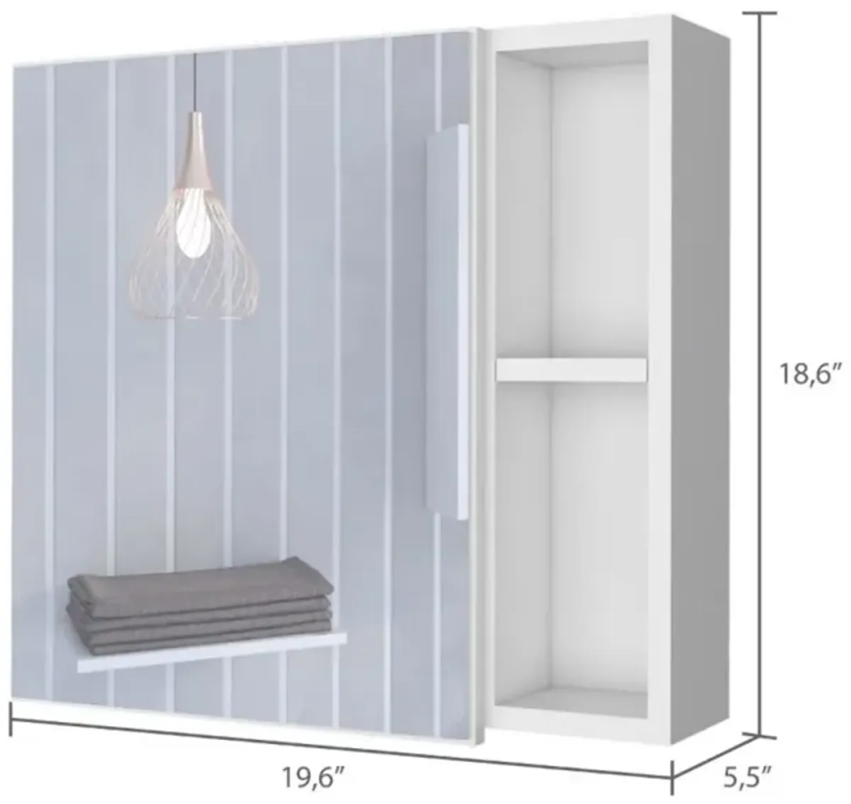 Oman Medicine Cabinet, Three Internal Shelves, Single Door, Two External Shelves