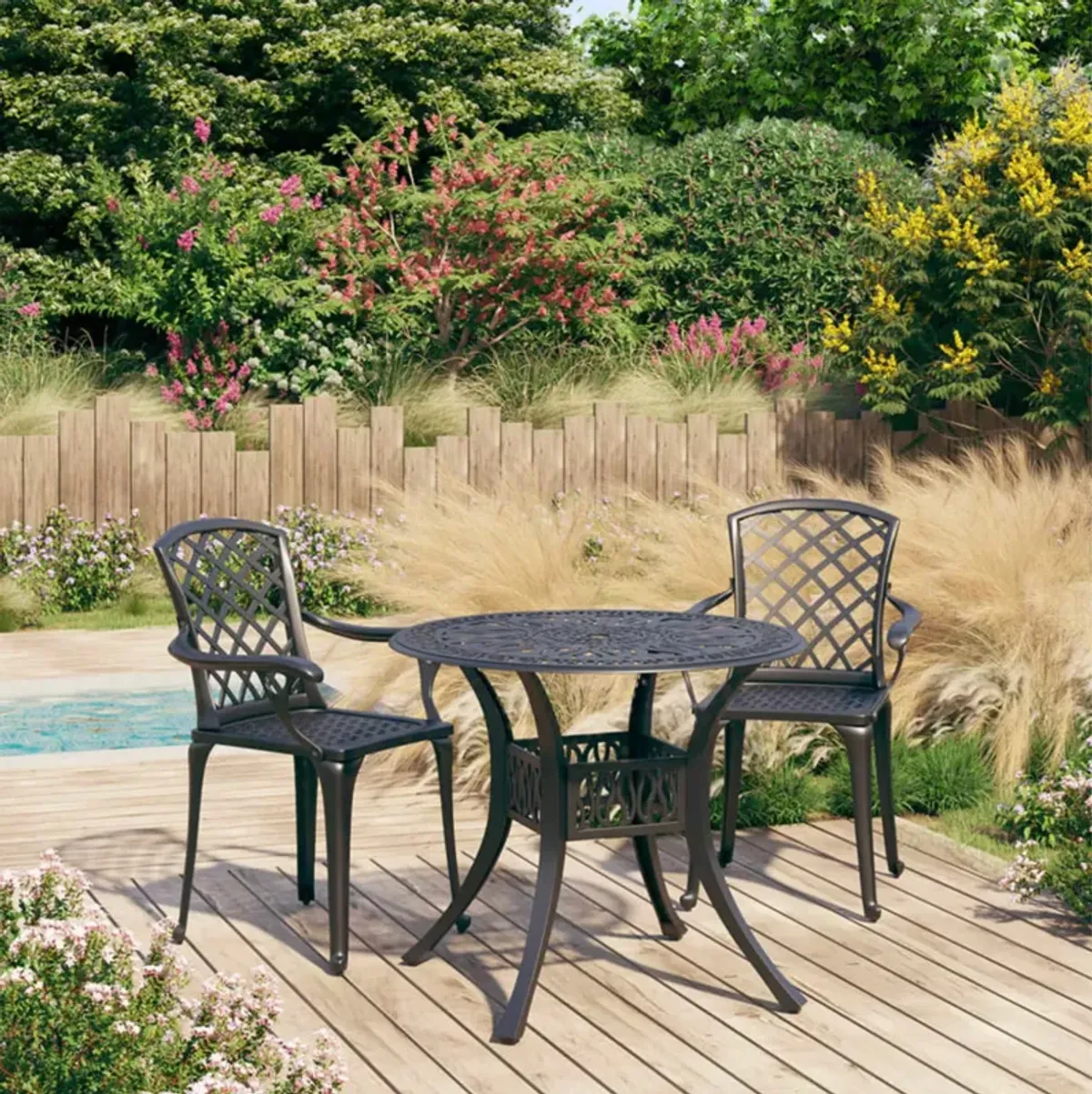 vidaXL 3 Piece Bistro Set Cast Aluminum Black