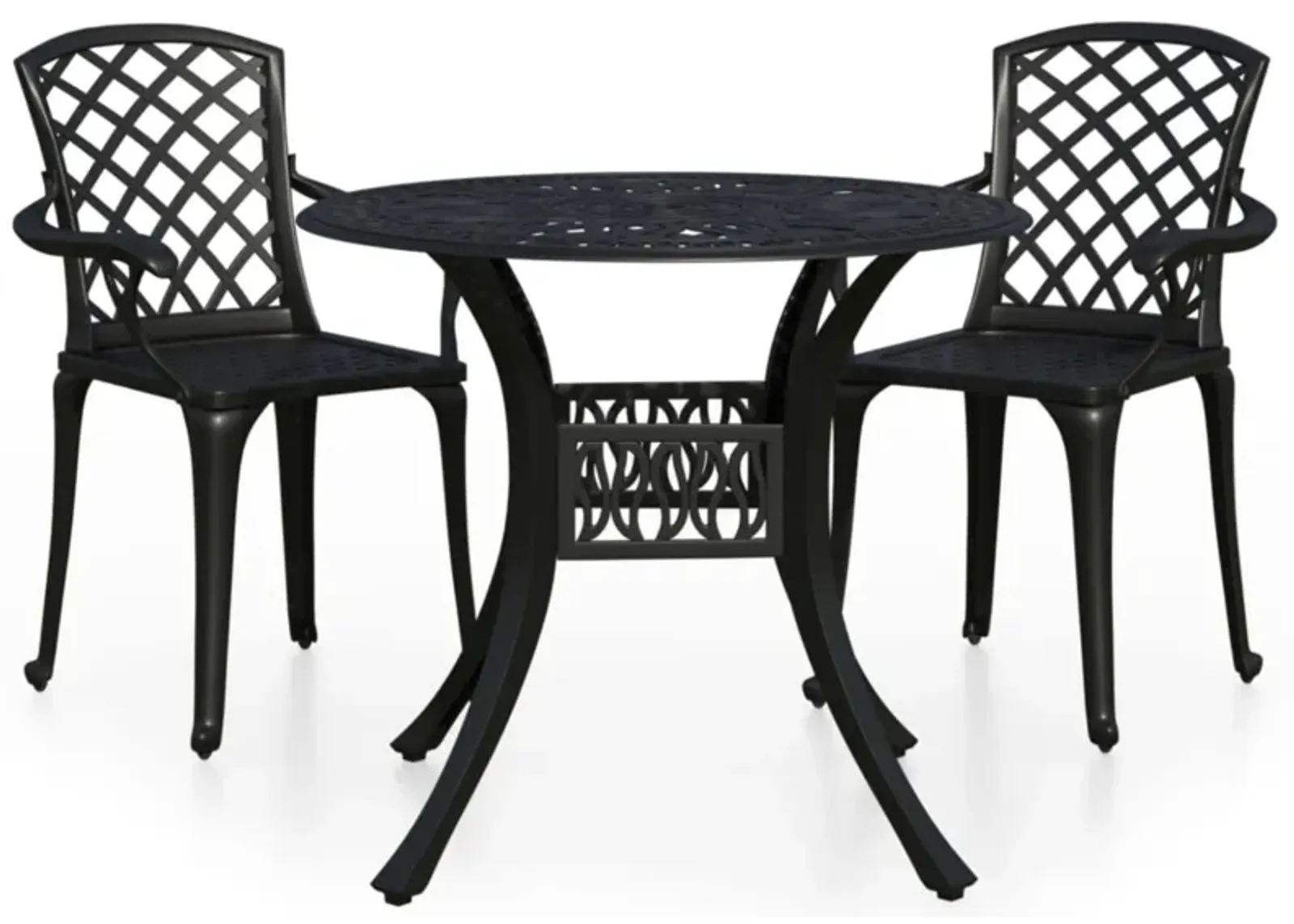 vidaXL 3 Piece Bistro Set Cast Aluminum Black