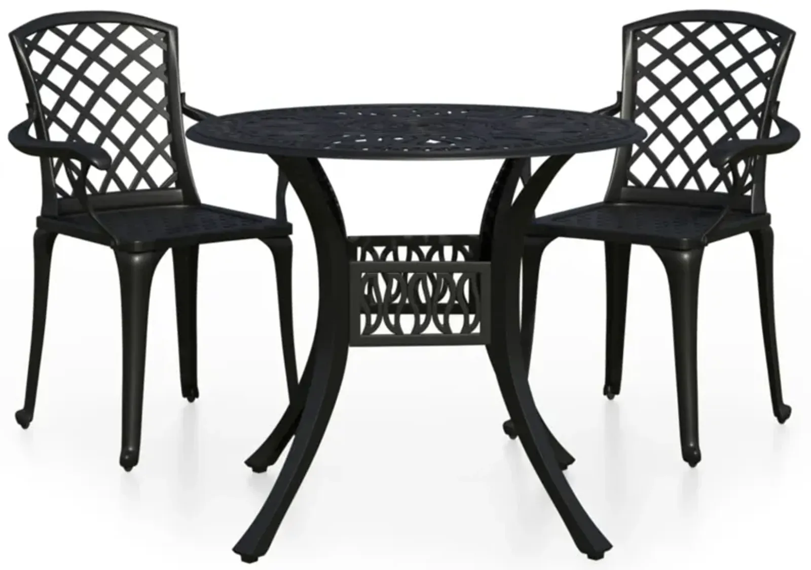 vidaXL 3 Piece Bistro Set Cast Aluminum Black