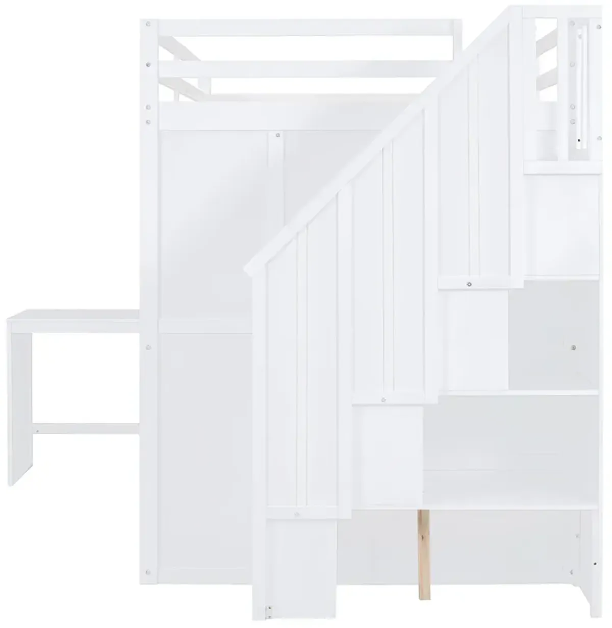 Merax Storage Loft Bed with Wardrobe,Desk and Shelves