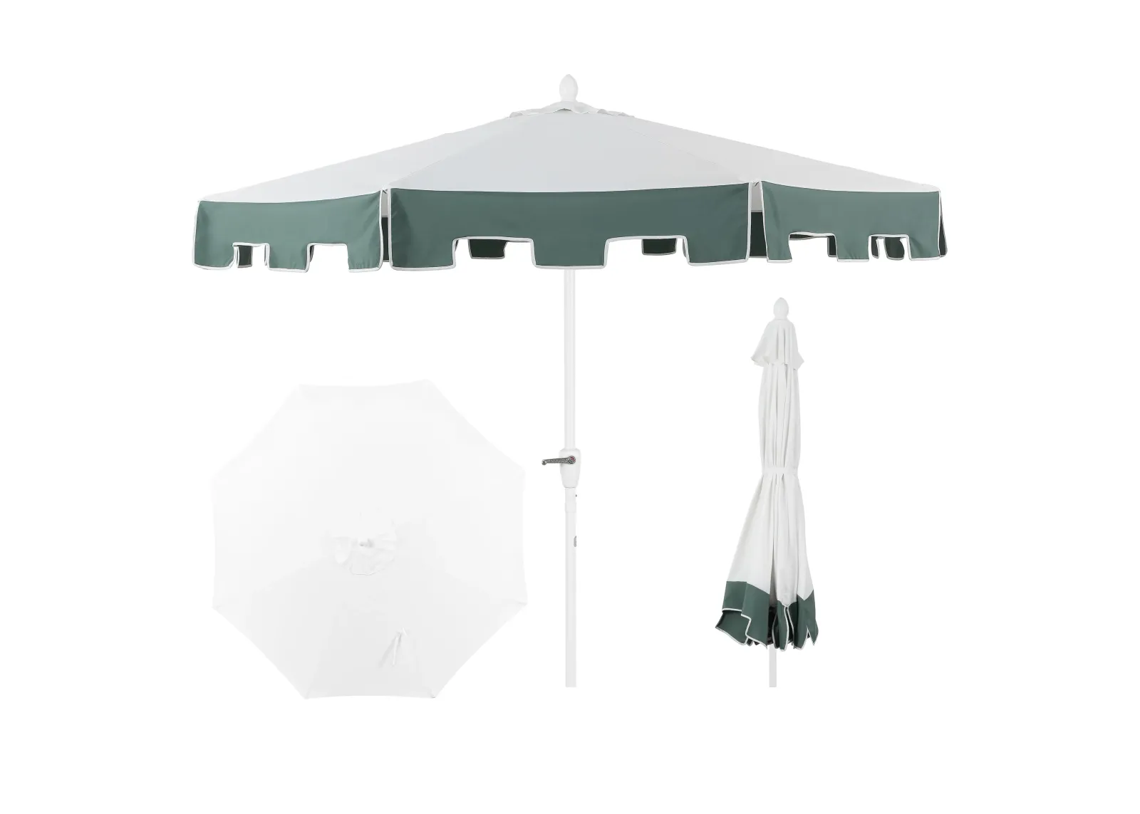 Baiona Classic MidCentury Market Patio Umbrella with UV Protection, Auto-Tilt, Crank and UV Protection