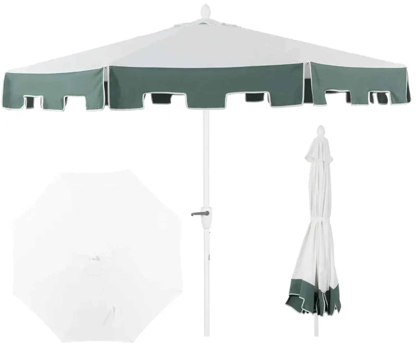 Baiona Classic MidCentury Market Patio Umbrella with UV Protection, Auto-Tilt, Crank and UV Protection