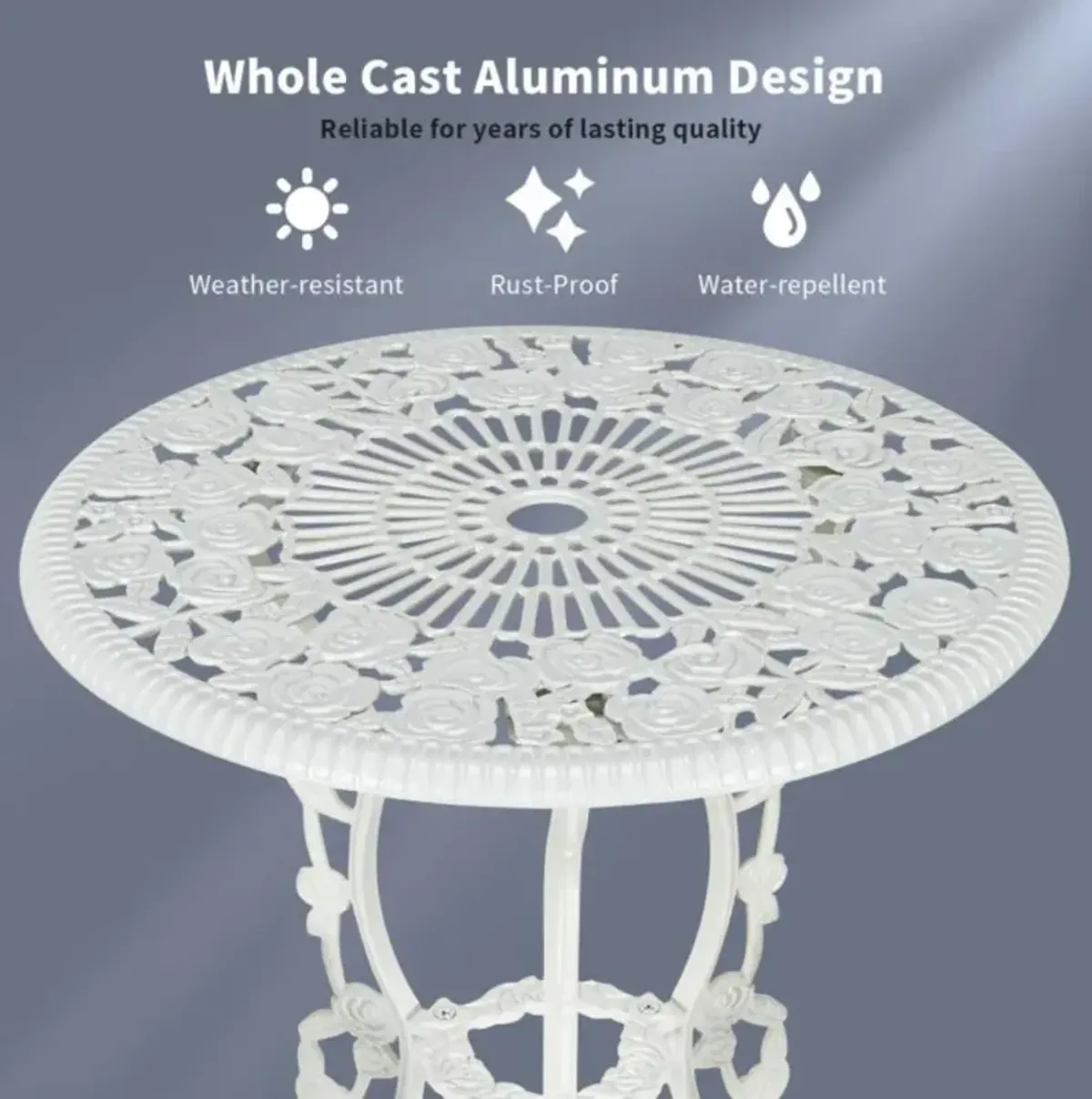 Hivvago Outdoor Cast Aluminum Patio Furniture Set with Rose Design