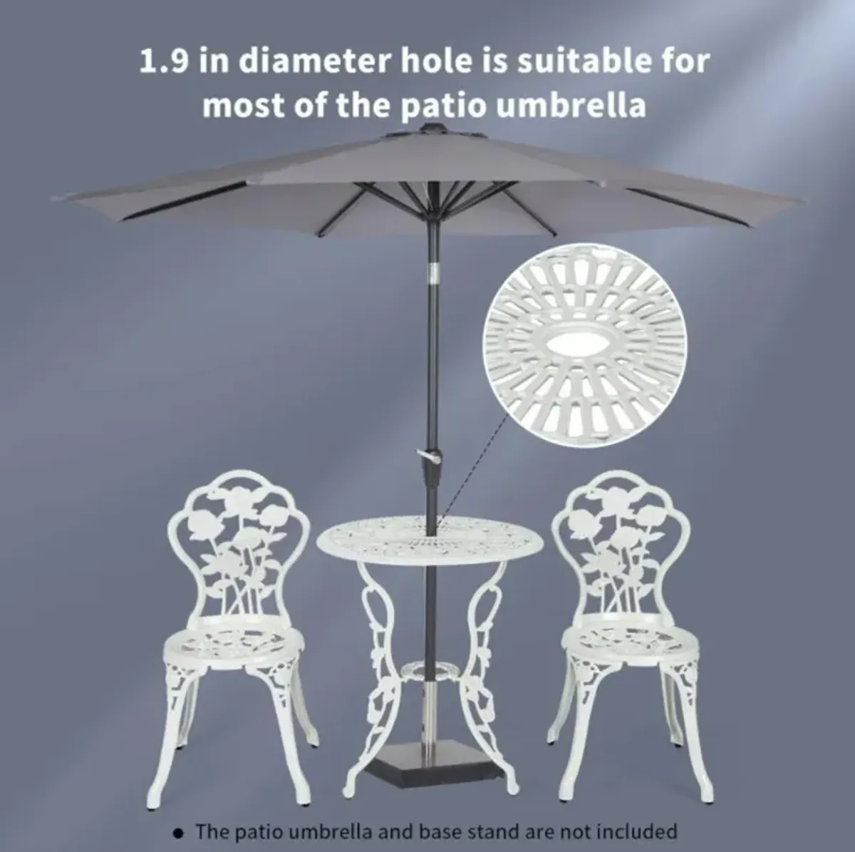 Hivvago Outdoor Cast Aluminum Patio Furniture Set with Rose Design