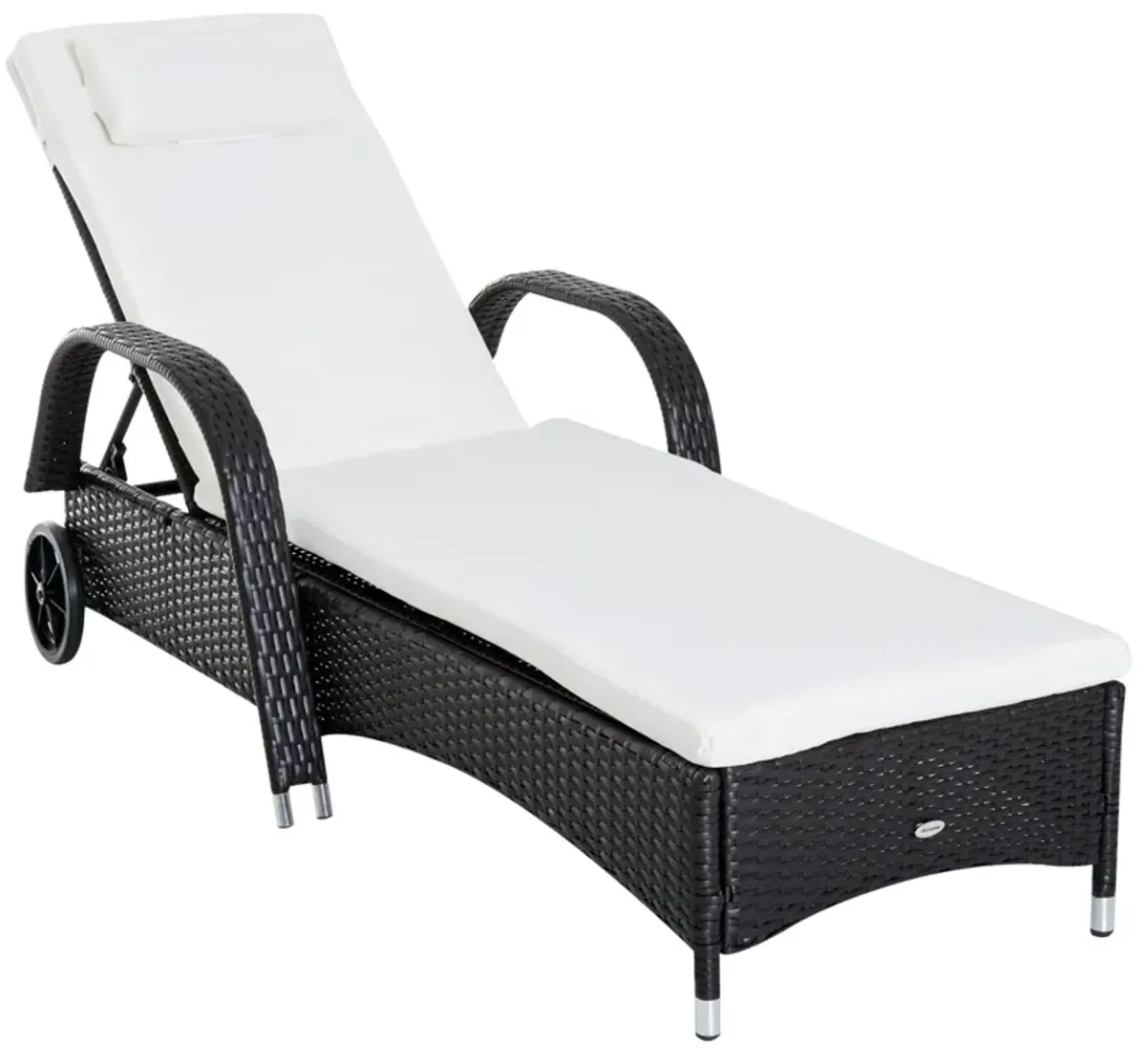 Dark Coffee Outdoor Comfort: PE Rattan Wicker Chaise with Adjustable Back