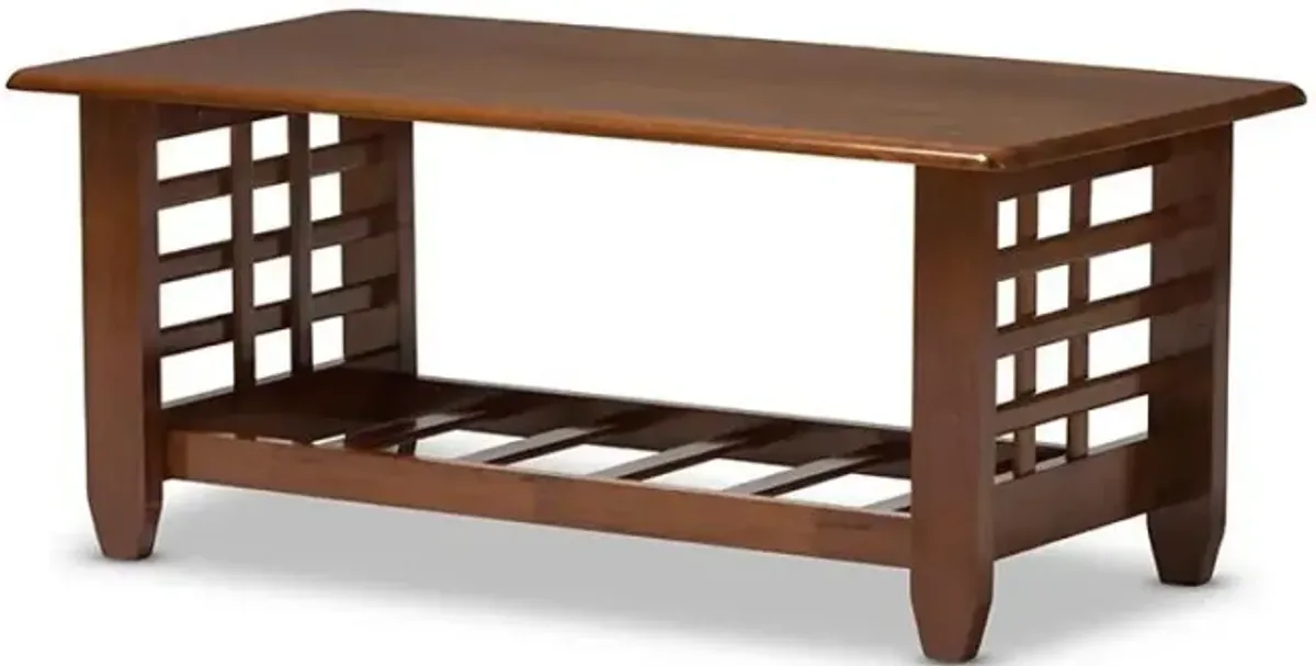 Cherry Finished Brown Wood Living Room Occasional Coffee Table