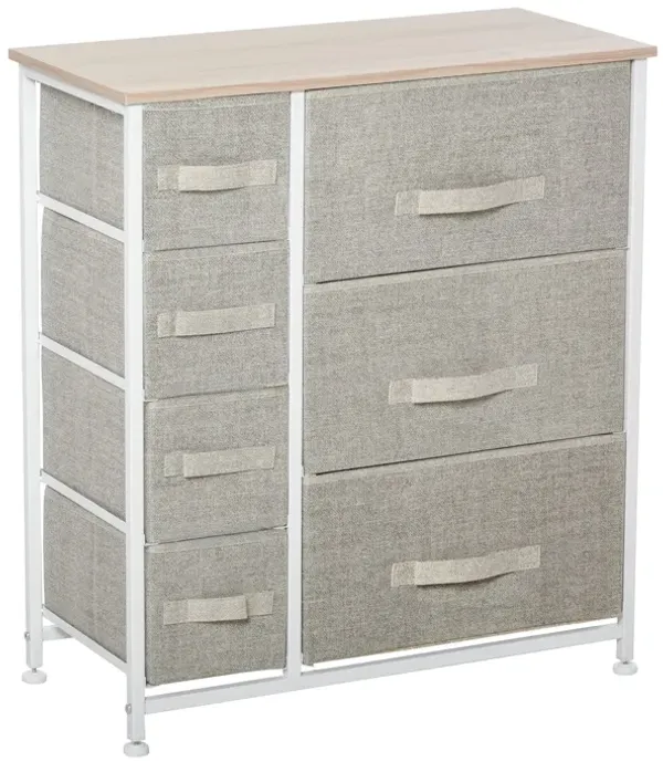 Gray Bedroom Organizer: 7-Drawer Fabric Dresser with Metal Frame
