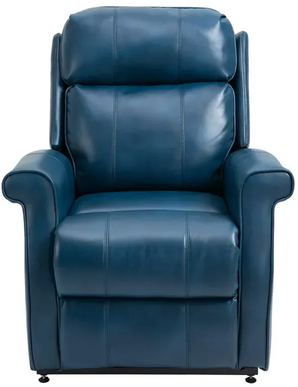 Blue Faux Leather Elderly Power Lift Recliner 8-Point Massage Reclining Chair with Side Pocket and Remote Control