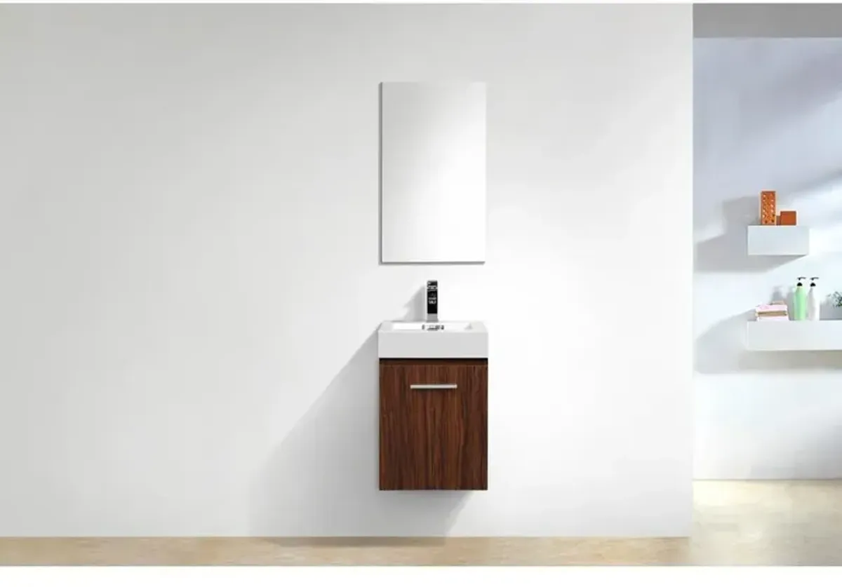 Kubebath Bliss 16 Walnut Wall Mount Modern Bathroom Vanity