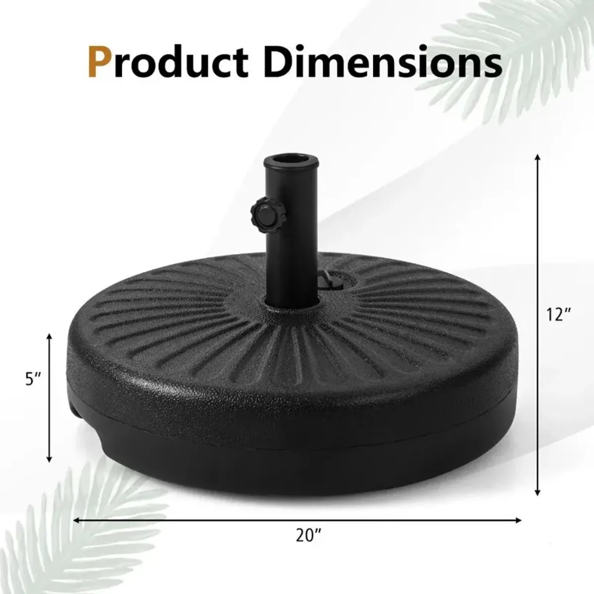 20 Inch Fillable Heavy-Duty Round Umbrella Base Stand