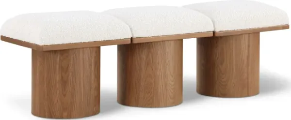 Meridian Furniture Pavilion Cream Boucle Fabric Bench