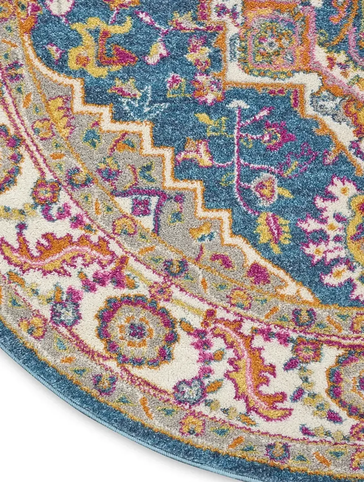Passion PSN20 Teal/Multicolor 4' x Round Rug