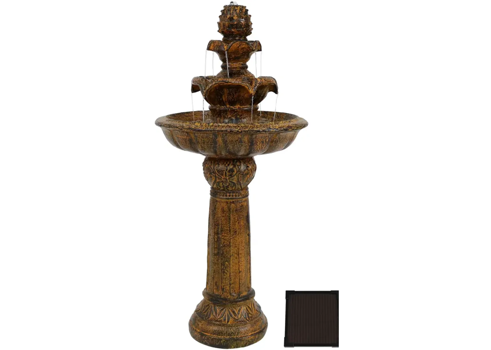 Sunnydaze Ornate Elegance Outdoor Solar Fountain with Battery